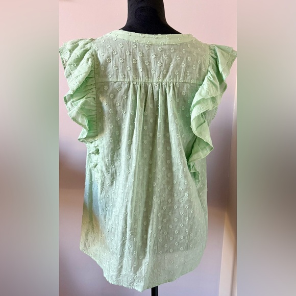 Mint Ruffle Sleeve Button-Up Top - Picture 2 of 2